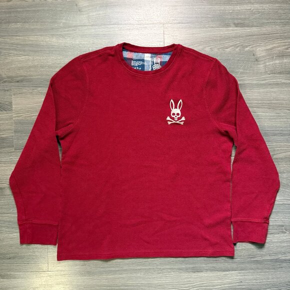 Psycho Bunny Men's Waffle Knit Crew - Red - Picture 1 of 6
